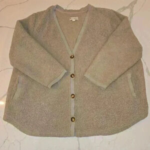 KOOLABURRA by UGG Womens Popcorn Sherpa Cardigan Taupe Size 2X